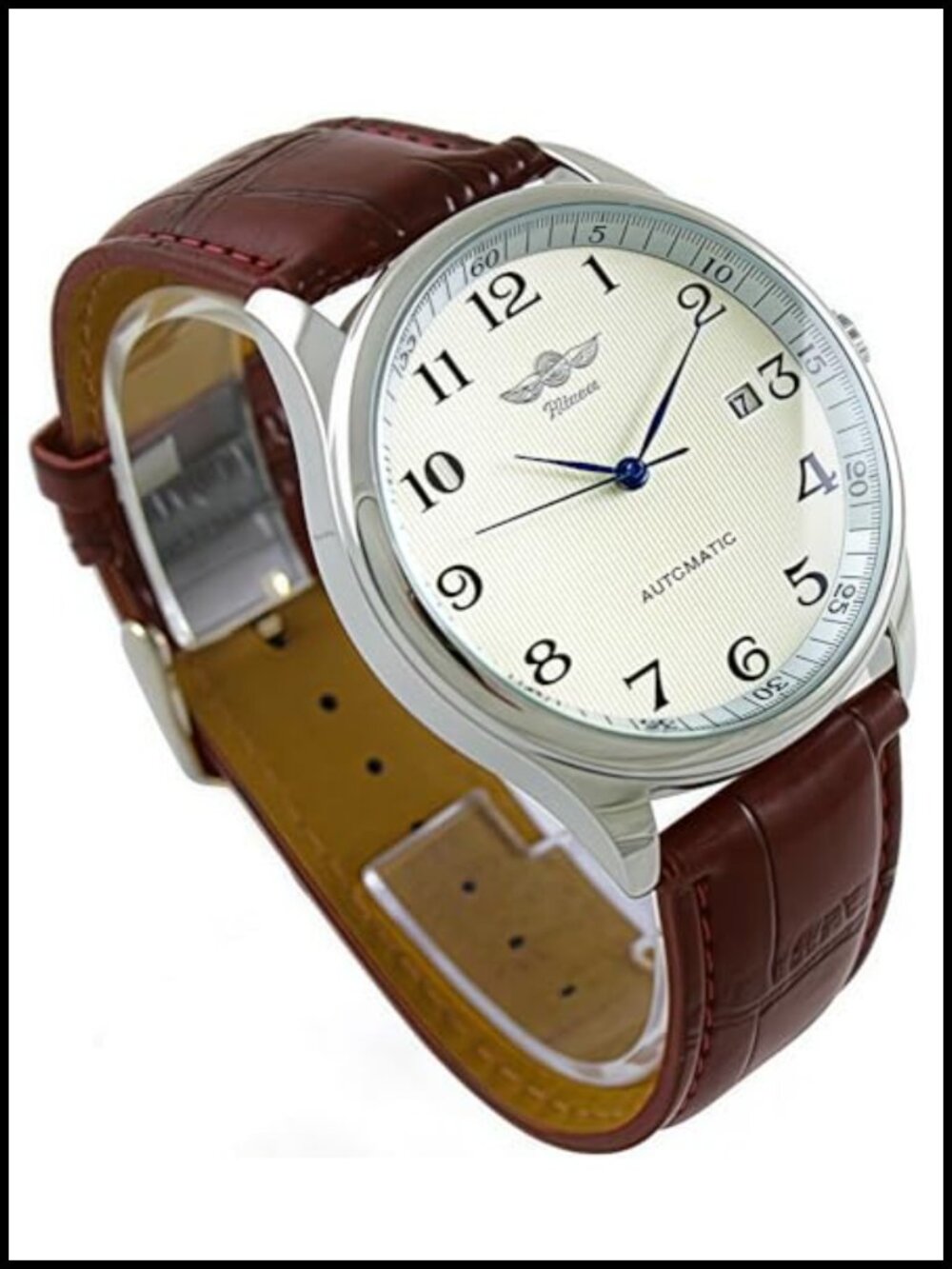 Men's Classic Automatic Mechanical Day Calendar Leather Band Watch